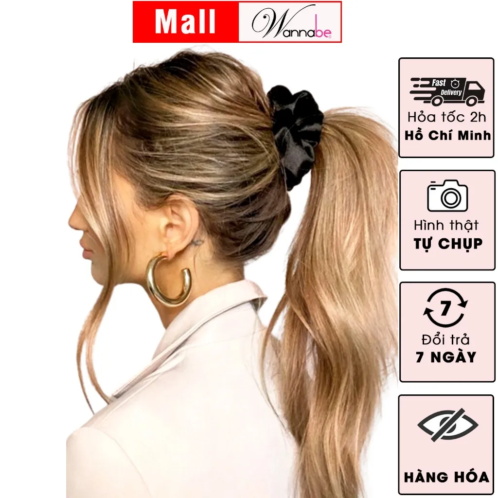 Dây Buộc Tóc Lụa Satin WANNABE KT002 - Phụ Kiện Tóc Siêu Xinh, Không Hằn Tóc