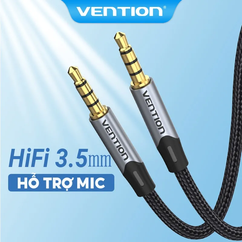 Ảnh Dây Cáp 3,5mm Âm Thanh Vention Hai Đầu Giắc Cắm 3.5mm Vỏ Bện Dành Cho Tai Nghe/Xe Hơi/Karaoke/Laptop 1