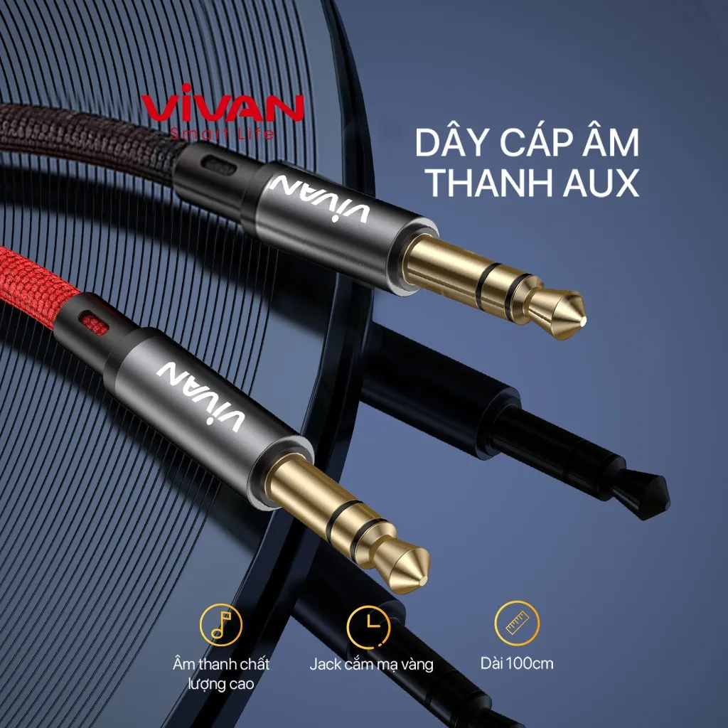 Ảnh Dây Cáp Âm Thanh AUX Wook AUX01 Cổng Kết Nối 3.5mm Dài 100cm kết nối điện thoại, laptop, máy tính bảng 2