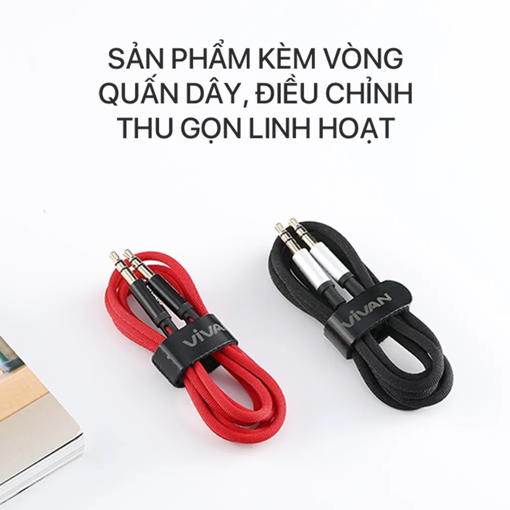 Ảnh Dây Cáp Âm Thanh AUX Wook AUX01 Cổng Kết Nối 3.5mm Dài 100cm kết nối điện thoại, laptop, máy tính bảng 3