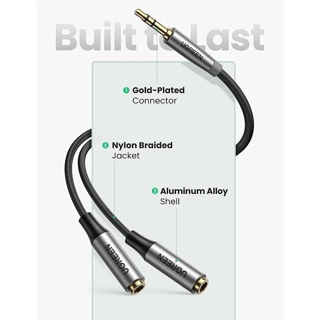 Ảnh Dây cáp Audio 3.5mm chia 2 tai nghe, đầu nhôm UGREEN AV191 3