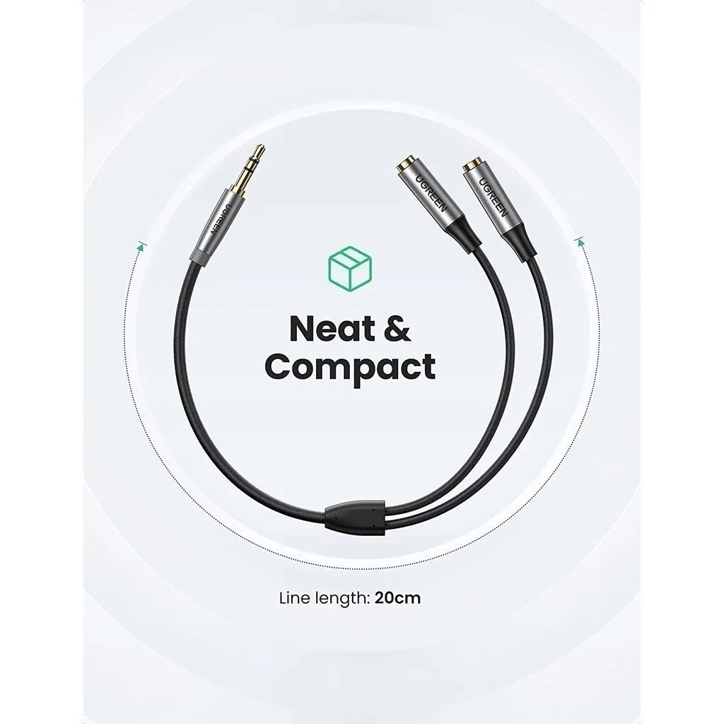 Ảnh Dây cáp Audio 3.5mm UGREEN AV123 | Chia 1 cổng audio 3.5mm ra 2 cổng 3.5mm | Đầu tiếp xúc mạ vàng 24k |Bảo Hành 18 Tháng 3