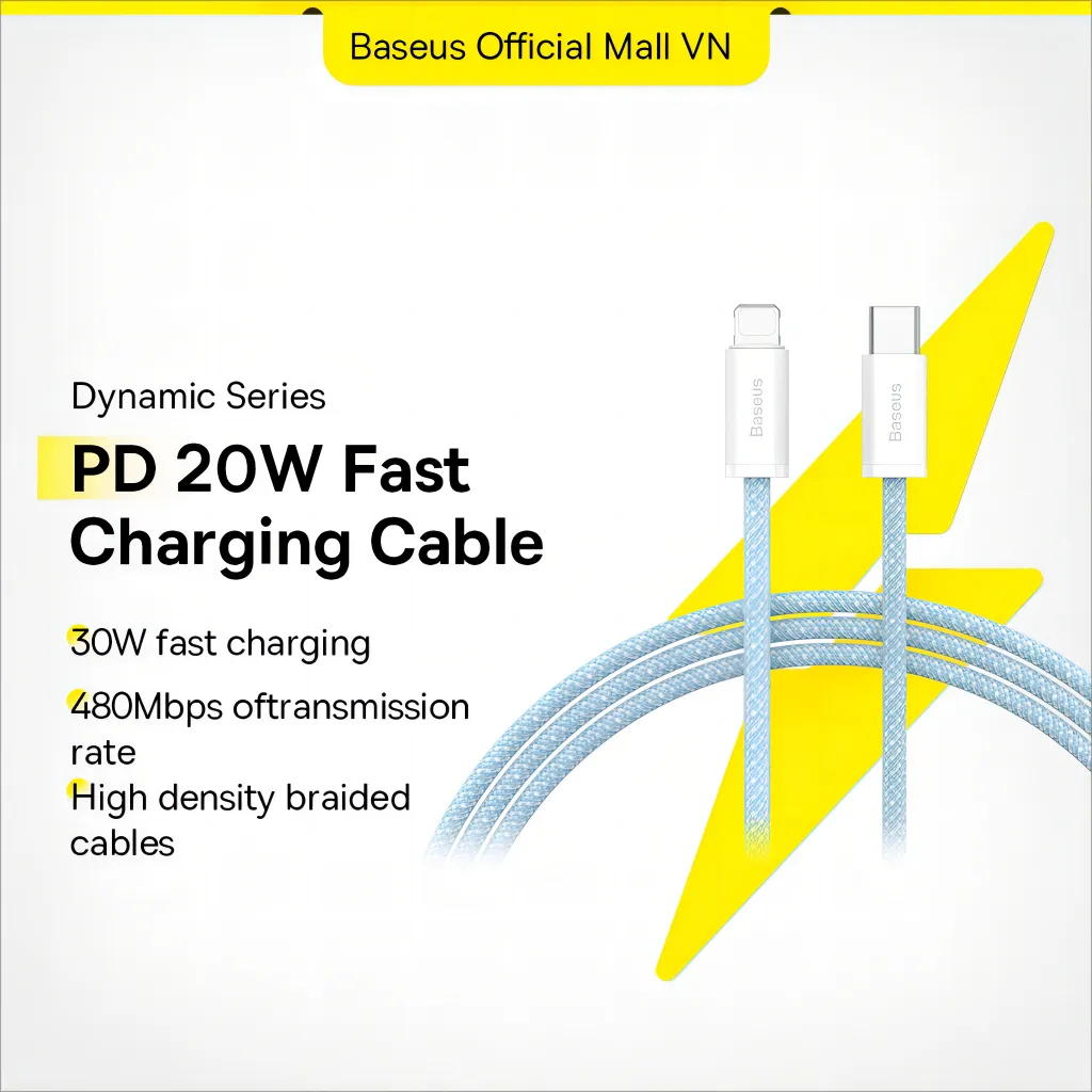 Ảnh Dây Cáp Baseus PD 20W Nối Đầu USB-C Sang Đầu Sạc Nhanh Hỗ Trợ Truyền Dữ Liệu 480Mbps 1