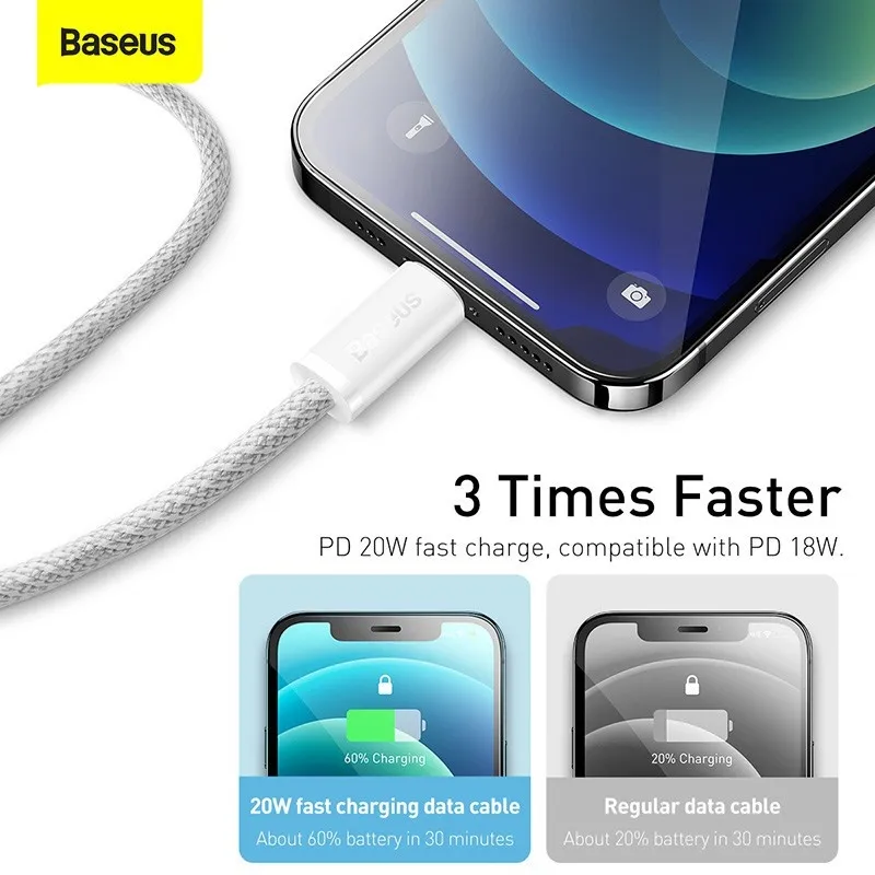 Ảnh Dây Cáp Baseus PD 20W Nối Đầu USB-C Sang Đầu Sạc Nhanh Hỗ Trợ Truyền Dữ Liệu 480Mbps 2