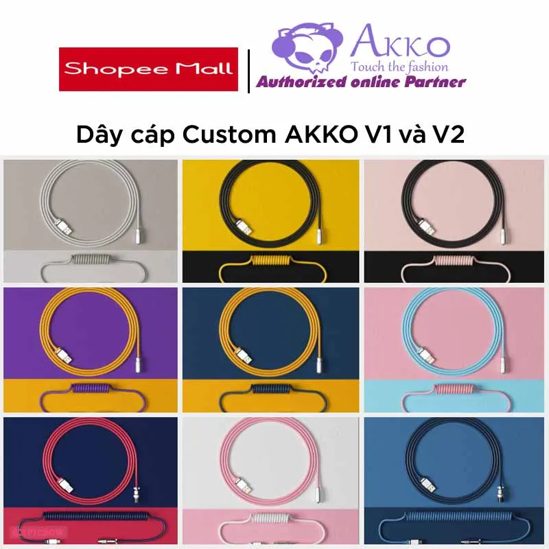 Ảnh Dây cáp custom AKKO USB Type C (Matcha Red Bean / OceanStar / Midnight / Macaw / Neon) 1