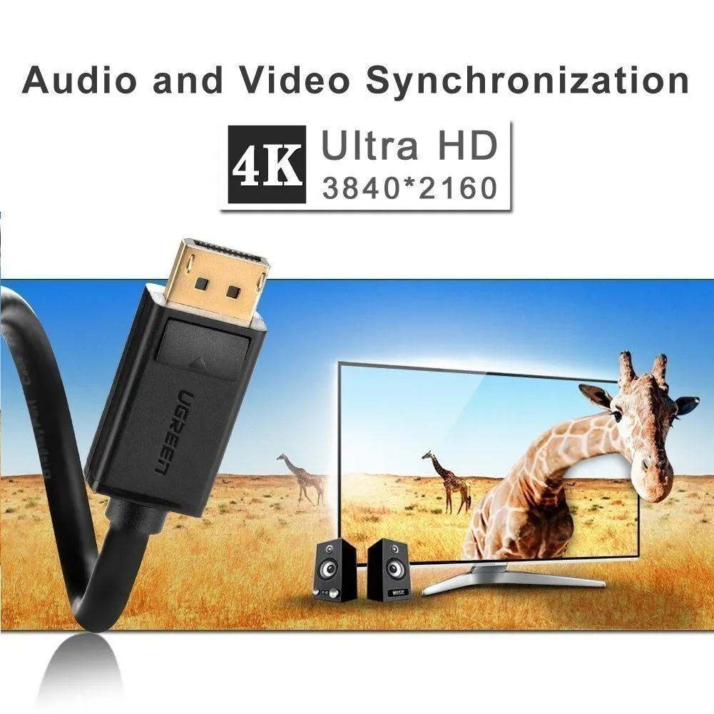 Ảnh Dây cáp DisplayPort 2 đầu đực tốc độ 21.6Gbps UGREEN DP102 - Hàng phân phối chính hãng - Bảo hành 18 tháng 1