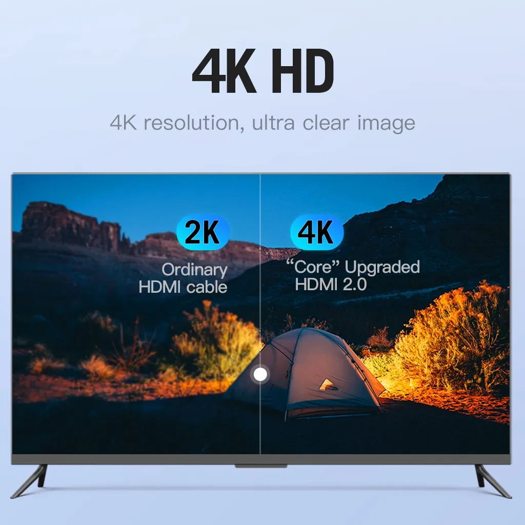 Ảnh Dây Cáp HDMI Vention 3D 4K Tốc Độ Cao Dạng Dẹt Đầu Mạ Vàng Cho Notebook/Máy Chiếu/TV/VR 1