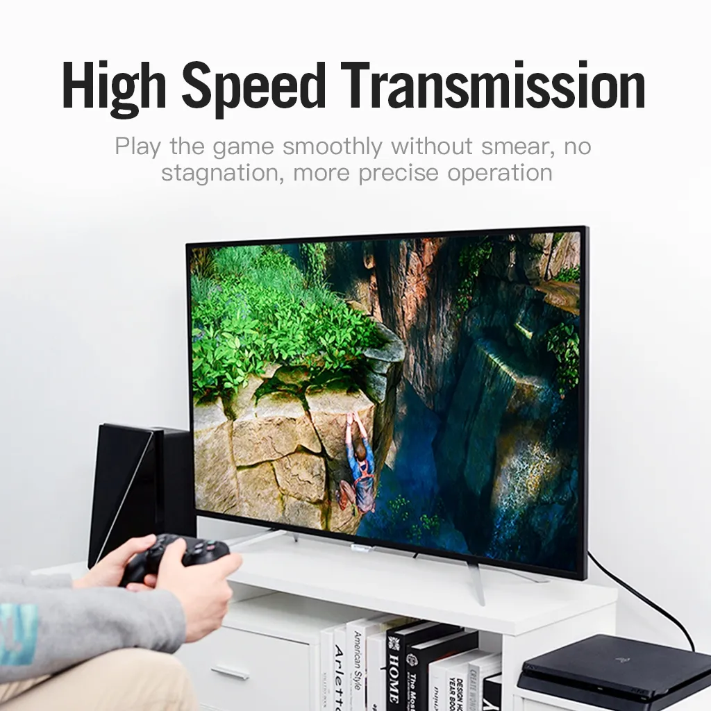 Ảnh Dây Cáp HDMI Vention 3D 4K Tốc Độ Cao Dạng Dẹt Đầu Mạ Vàng Cho Notebook/Máy Chiếu/TV/VR 4