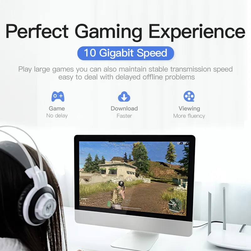 Ảnh Dây cáp mạng Vention Cat7 10Gbps Truyền Dữ Liệu Tốc Độ Cao Lan Cat 7 Dẹt cáp Cho PC / Laptop / TV Box 2