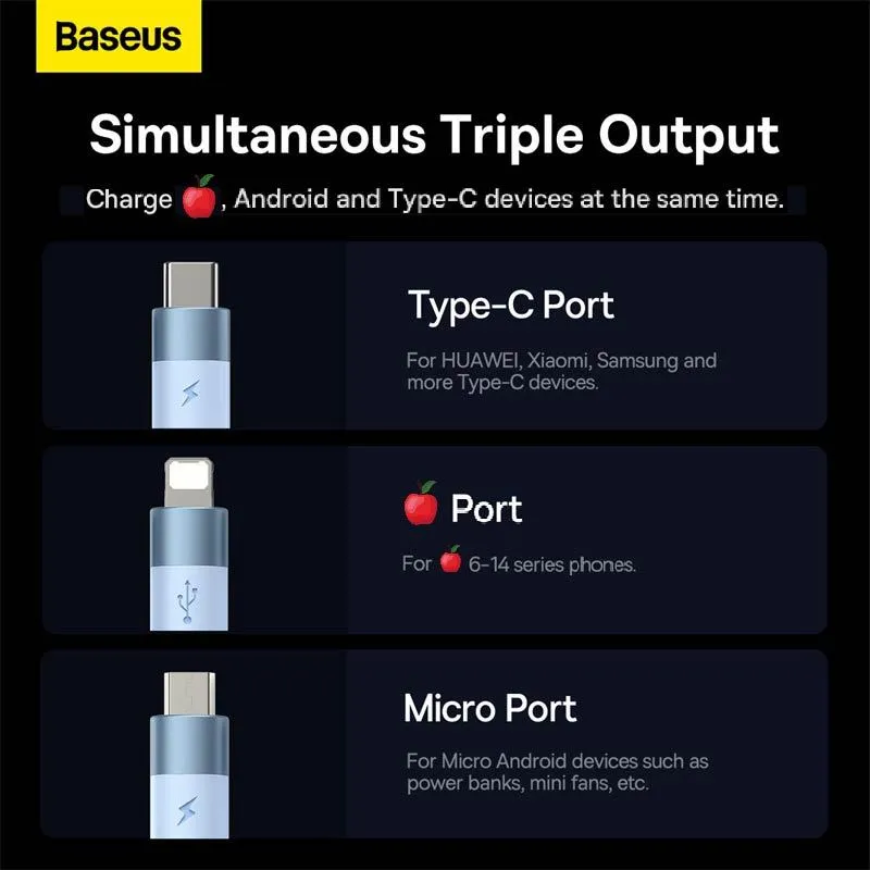 Ảnh Dây Cáp Sạc Baseus 3 Trong 1 USB Sang Type C Micro 3.5A Cho Samsung A71 Xiaomi 2