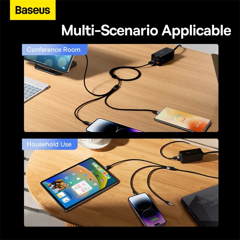Ảnh Dây cáp sạc BASEUS 3 trong 1 thích hợp cho Phone 3.5A Samsung Xiaomi 4