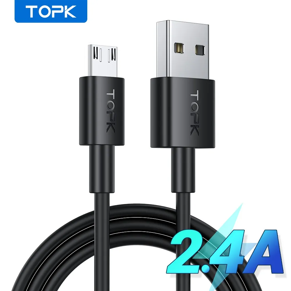 Ảnh Dây cáp sạc Micro USB TOPK AN02 TPE Gel silica chất lượng cao cho Xiaomi OPPO VIVO 1
