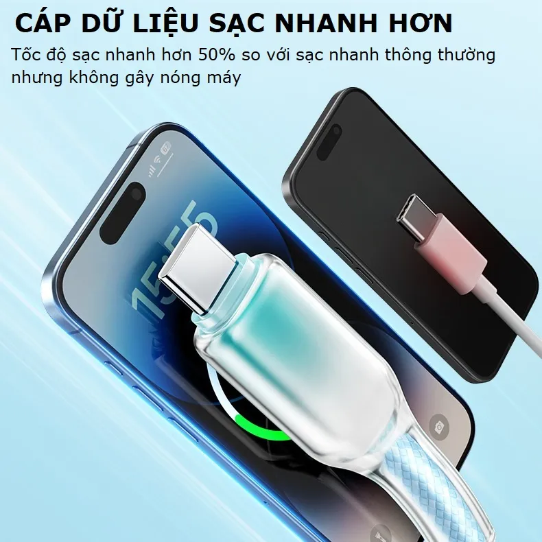 Ảnh Dây cáp sạc nhanh 30W dây sạc bọc dù chống đứt cho điện thoại – Gutek A24 3