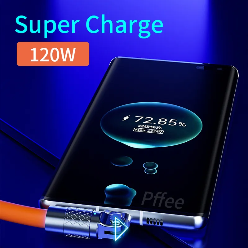 Ảnh Dây Cáp Sạc Nhanh 6A 120w Type C Micro USB Bằng Silica Gel 100W Dành Cho ip xiaomi huawei sử Dụng 2