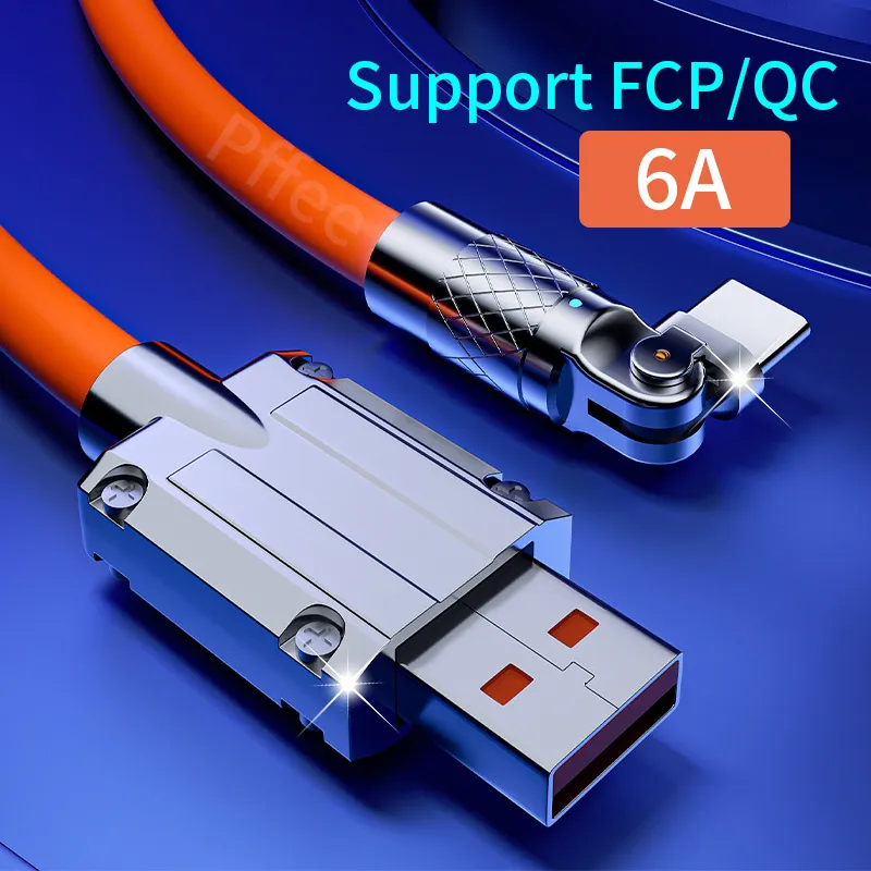 Ảnh Dây Cáp Sạc Nhanh 6A 120w Type C Micro USB Bằng Silica Gel 100W Dành Cho ip xiaomi huawei sử Dụng 3