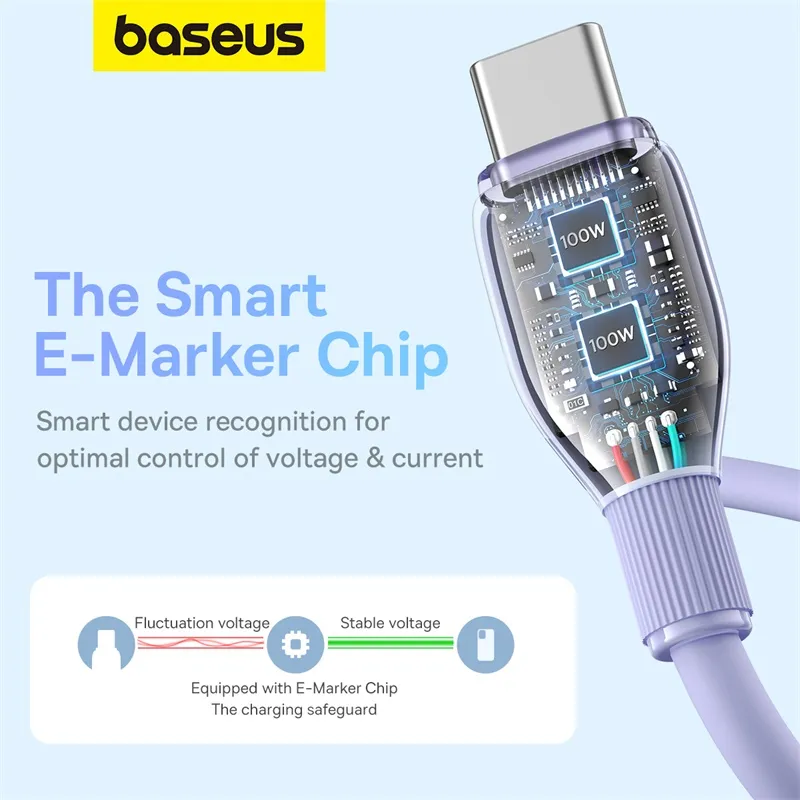 Ảnh Dây cáp sạc nhanh BASEUS USB C PD 100W thích hợp cho laptop phone 15 3