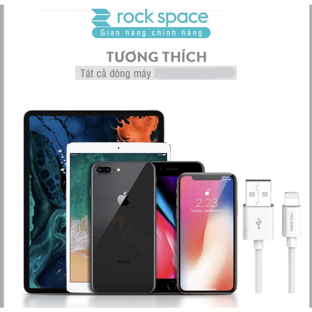 Ảnh Dây cáp sạc nhanh cho Ip Rockspace S08 độ dài 1m,sạc nhanh,ổn định,không nóng máy bảo hành 12 tháng 4