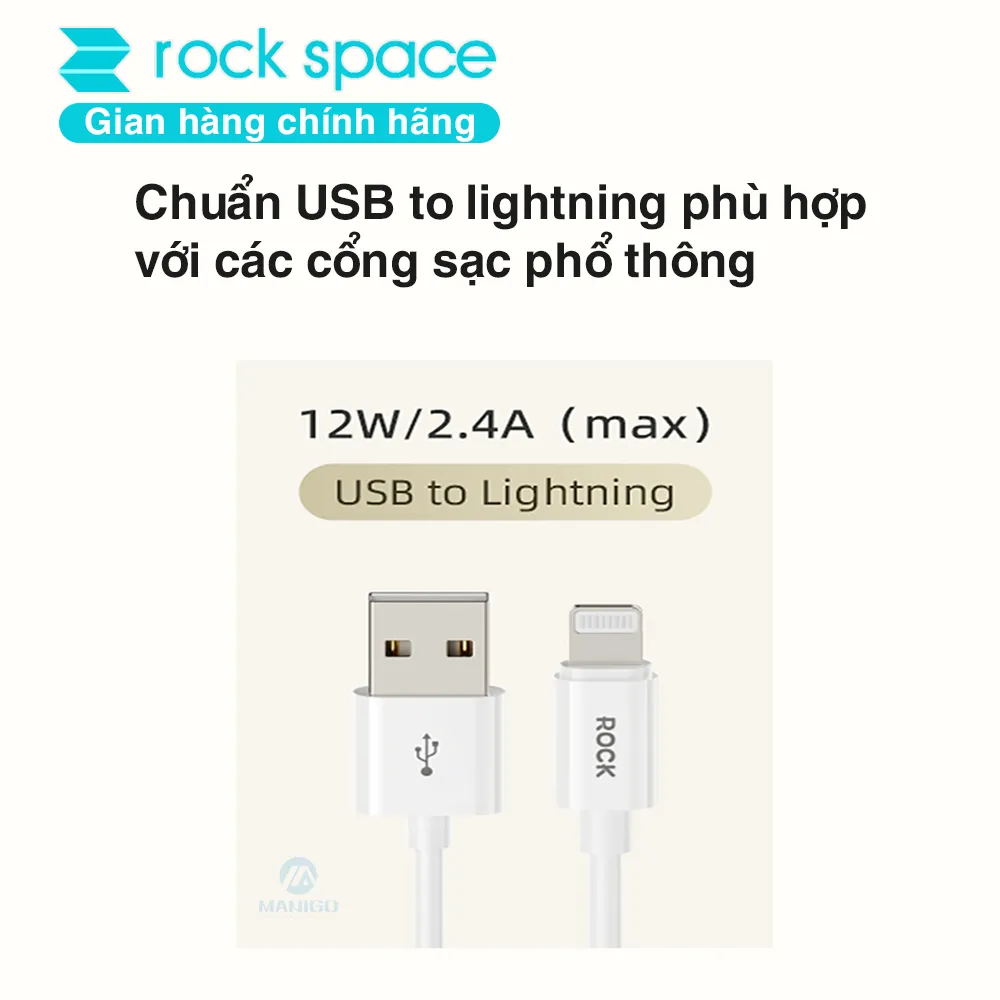 Ảnh Dây cáp sạc nhanh cho iphone Rockspace P8 độ dài 1m sạc nhanh ổn định không nóng máy BH 12 tháng 2