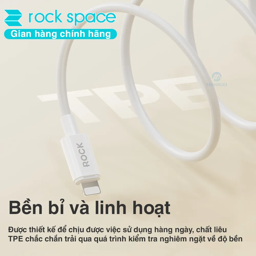 Ảnh Dây cáp sạc nhanh cho iphone Rockspace P8 độ dài 1m sạc nhanh ổn định không nóng máy BH 12 tháng 4