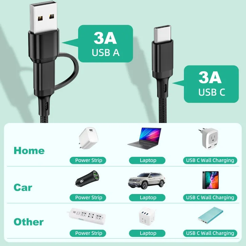 Ảnh Dây cáp sạc nhanh HDOORLINK 5 trong 1 3A USB A / C sang điện thoại Type-C / Micro USB / nhẹ thích hợp cho IOS Android 3