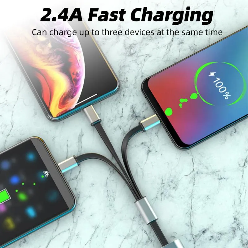 Ảnh Dây cáp sạc nhanh HDOORLINK 2.4A USB sang Micro USB/ Type-C/ IOS 2