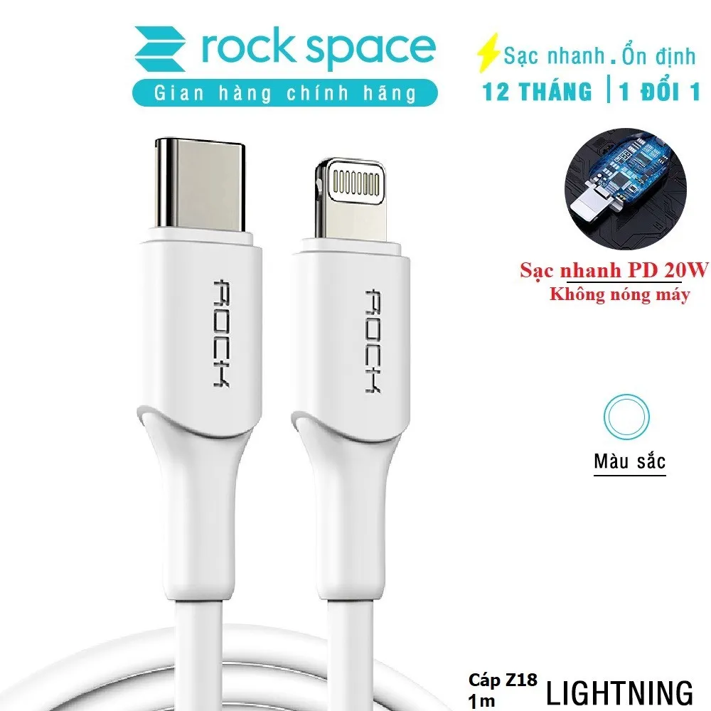 Ảnh Dây cáp sạc nhanh ip chính hãng Rockspace Z18 bảo hành 1 năm 1 đổi 1 1