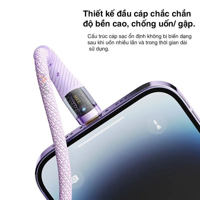 Ảnh Dây cáp sạc nhanh iphone PD 33W Rockspace Z21 dây dù Hàng chính hãng bảo hành 1 năm 1 đổi 4