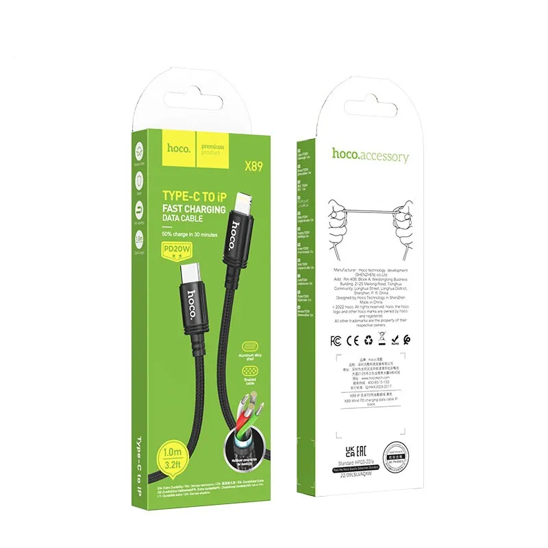 Ảnh Dây Cáp Sạc Nhanh PD 20W Chính Hãng HOCO Bọc Dù Siêu Bền Cho Điện Thoại X-Xs-Xsm-11-12-13-14 1