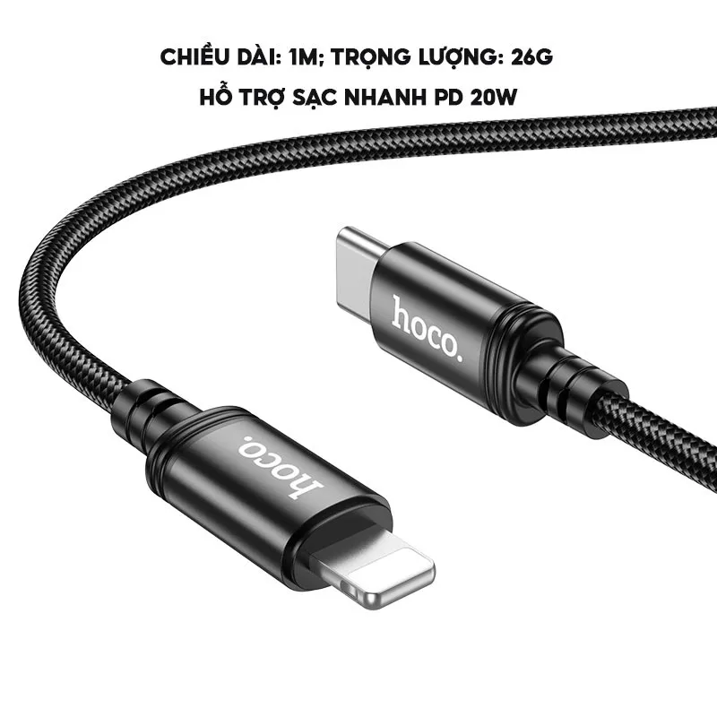 Ảnh Dây Cáp Sạc Nhanh PD 20W Chính Hãng HOCO Bọc Dù Siêu Bền Cho Điện Thoại X-Xs-Xsm-11-12-13-14 2