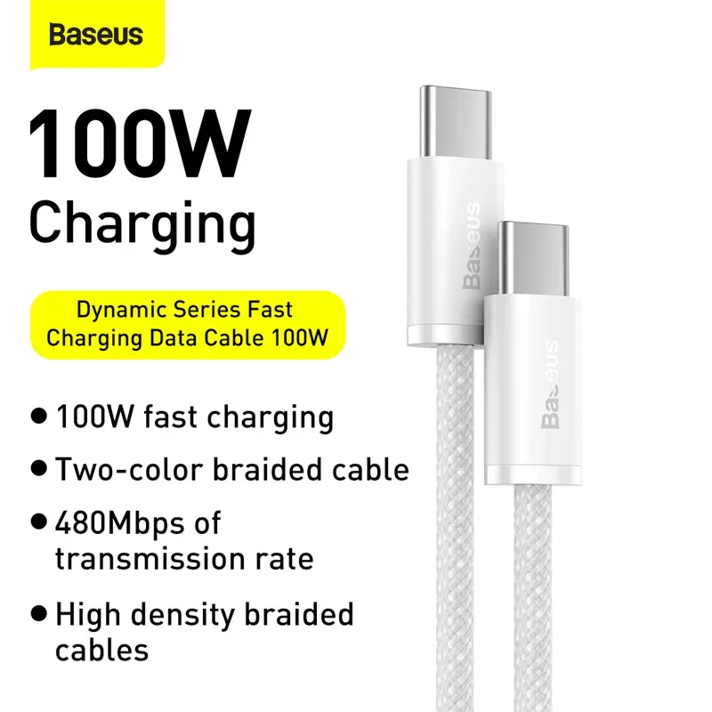 Dây Cáp Sạc Nhanh PD Baseus 100W Type-C sang Type-C: Sạc Mạnh Mẽ Cho iP15, Mac, Samsung S23 Chỉ 59K