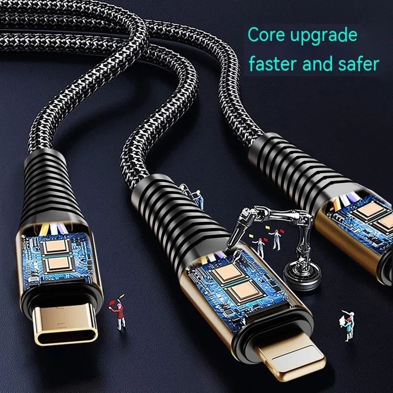 Ảnh Dây cáp sạc nhanh SGALAS 3 trong 1 6A 120W Micro USB Type-C 1.2M thích hợp cho Huawei Samsung Xiaomi 4