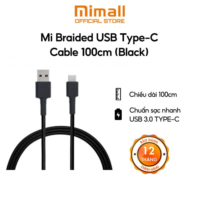 Ảnh Dây Cáp Sạc Nhanh Xiaomi USB to Type C Dành Cho Android 100cm - Bảo Hành 12 Tháng 1