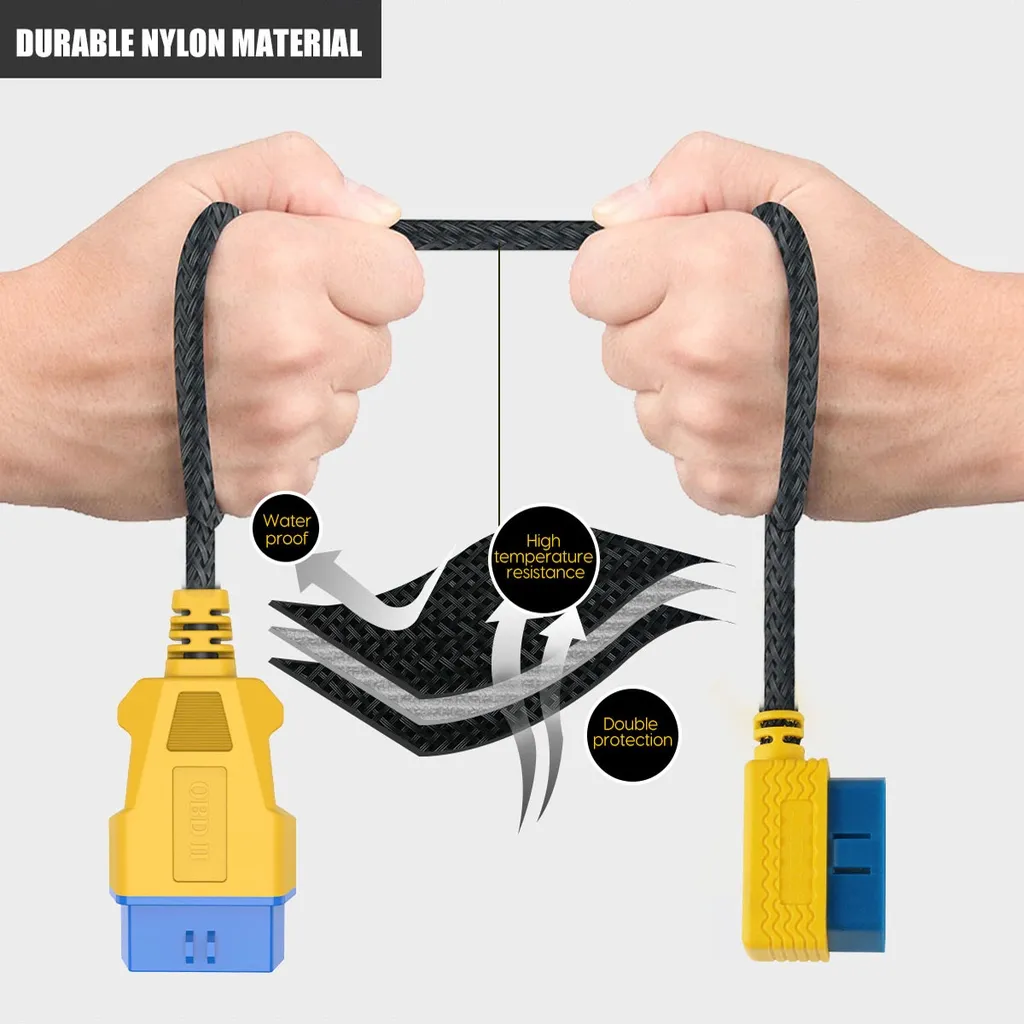 Ảnh Dây chuyển đổi nối cáp AUTOOL từ 1 lỗ cắm sang 2 đầu cắm OBD2 16 chấu dài 35cm cho xe 3