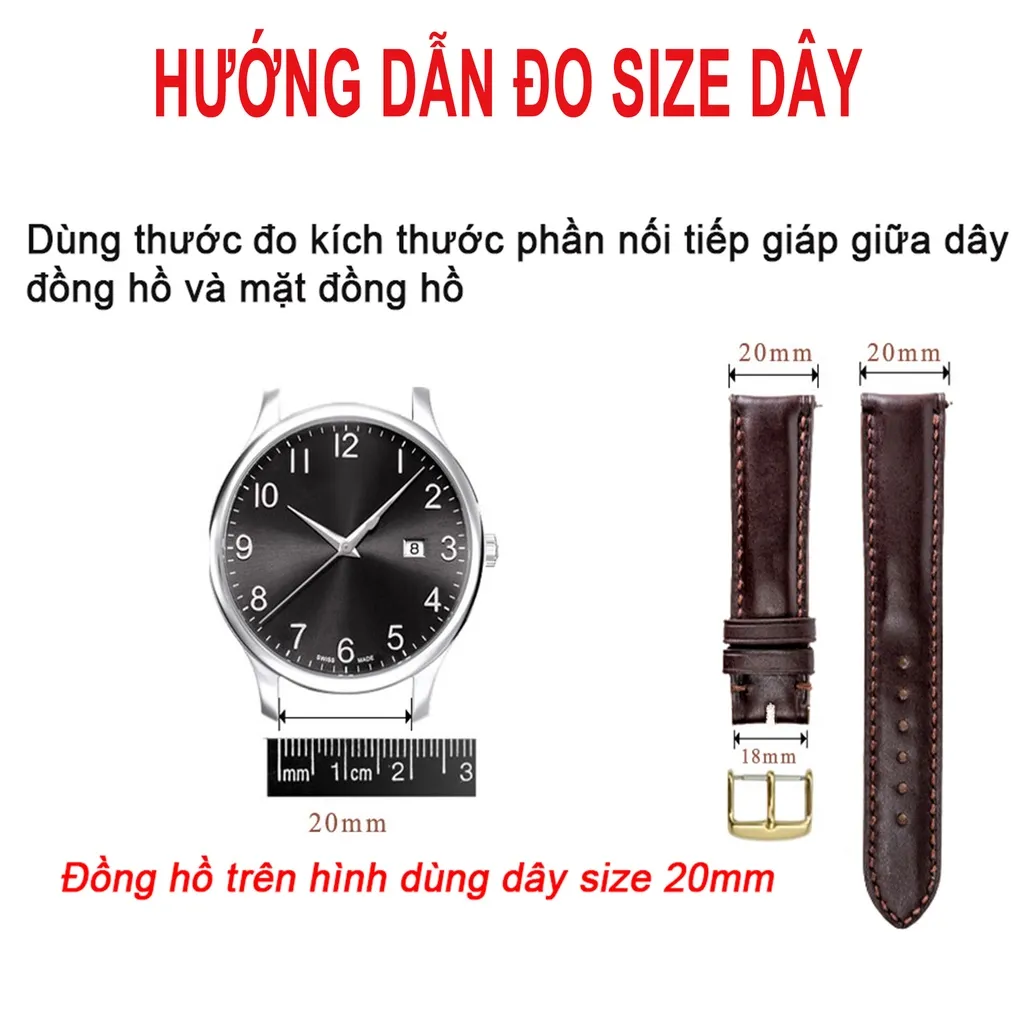 Ảnh Dây da đồng hồ nam da saffiano cao cấp Bụi Leather - D112, khâu tay thủ công size 18mm, 20mm, 22mm, 24mm 4