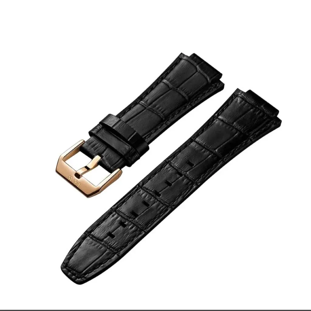 Ảnh Dây da đen đồng hồ nam I&W Carnival chính hãng - Khóa cài bền bỉ chống nước nhẹ,lắp được đa số các dòng của Carnival 1