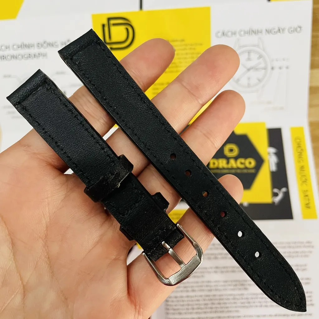 Ảnh Dây da đòng hồ Draco DDDH03 màu đen - size 14 nữ [Tặng kèm khóa] chấy liệu da bò thật cao cấp 2