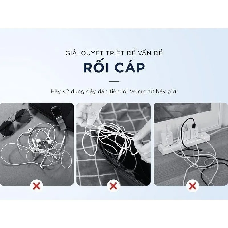 Ảnh Dây dán Velcro Jisulife làm gọn dây sạc quạt 2