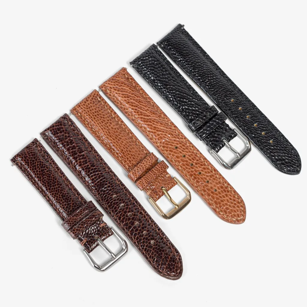 Ảnh Dây đồng hồ da đà điểu-khâu tay thủ công D104 size 18mm, 20mm, 22mm, 24mm-Bụi Leather 2
