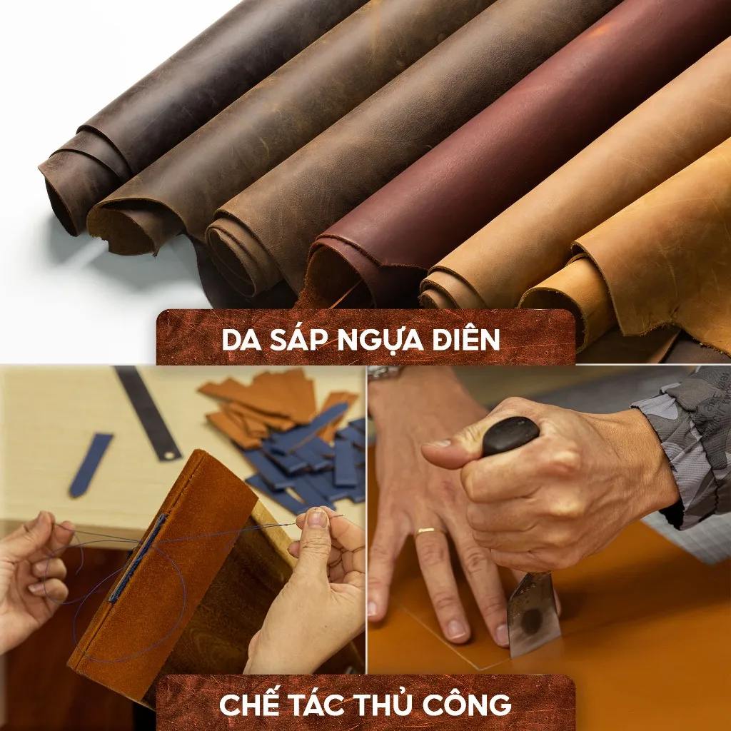 Ảnh Dây đồng hồ nam da sáp ngựa điên- khâu tay thủ công D111 size 18mm, 20mm, 22mm, 24mm-Bụi Leather 4