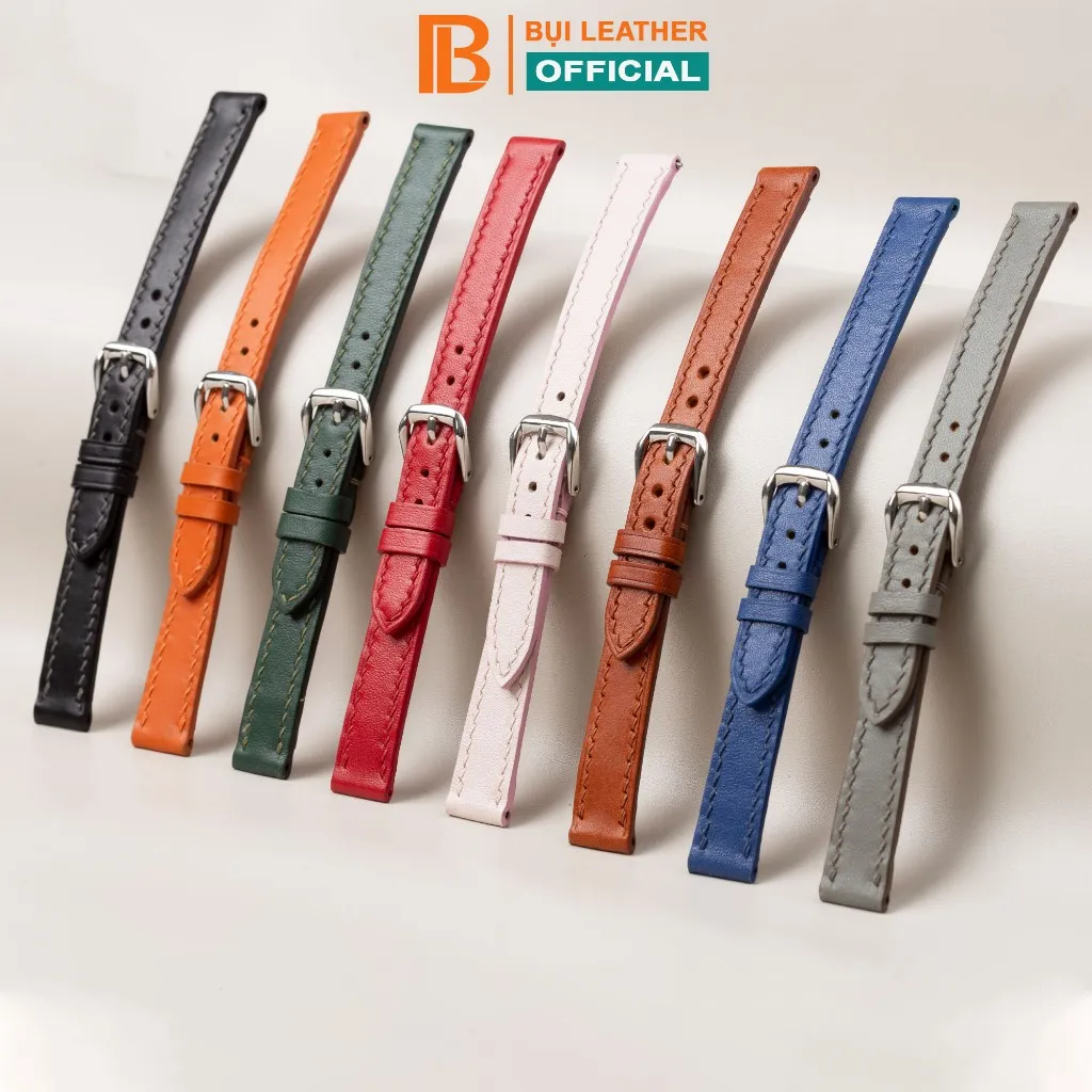 Ảnh Dây đồng hồ nữ da bò nappa- khâu tay thủ công D101B size 10mm, 12mm, 14mm, 16mm, 18mm-Bụi Leather 1