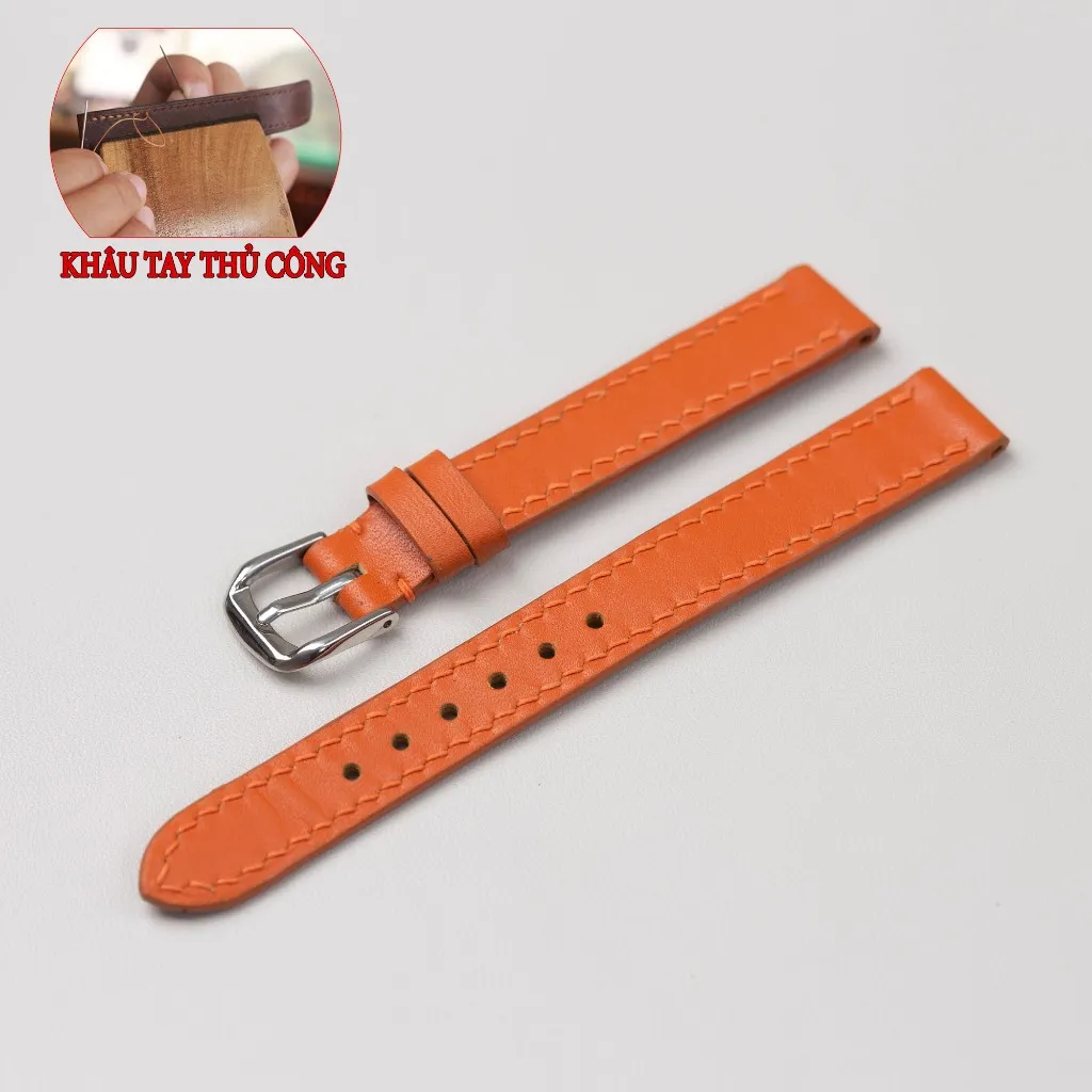 Ảnh Dây đồng hồ nữ da bò nappa- khâu tay thủ công D101B size 10mm, 12mm, 14mm, 16mm, 18mm-Bụi Leather 2