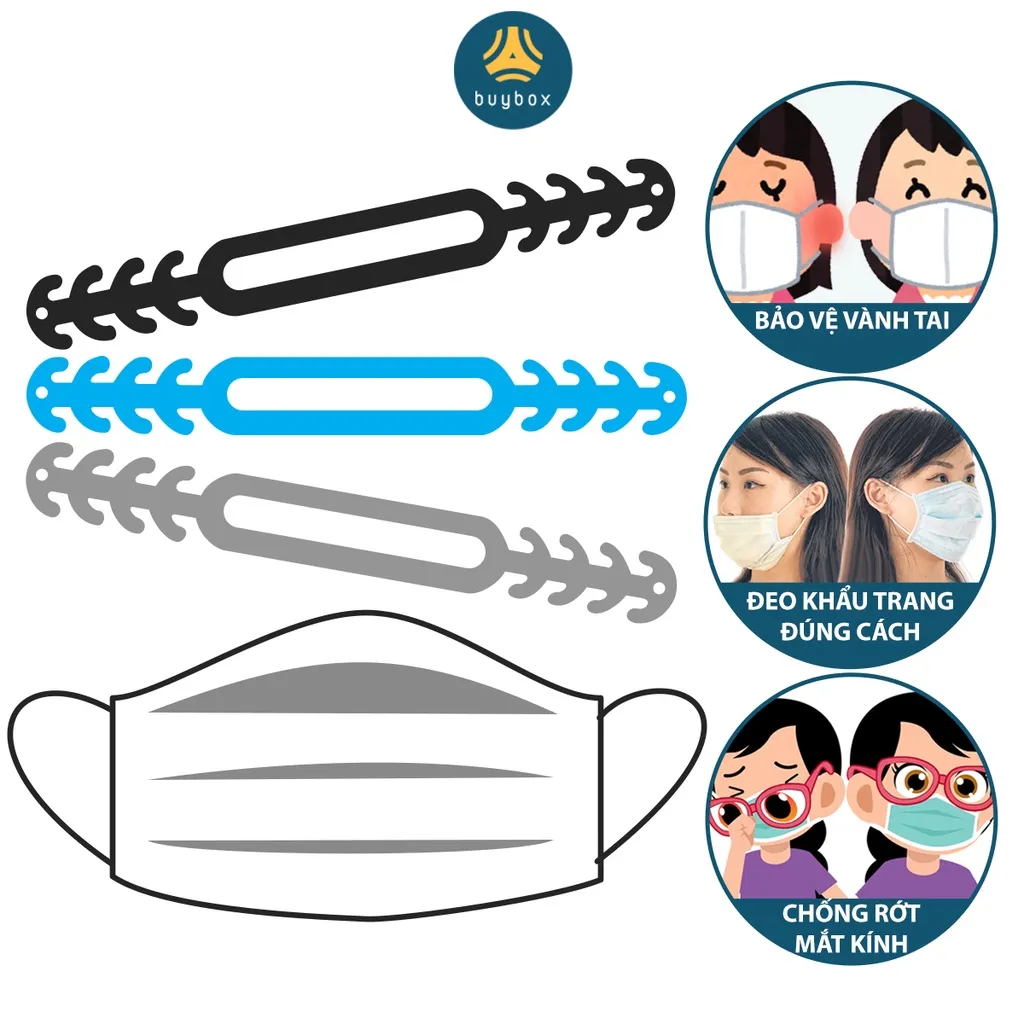 Ảnh Dây đeo khẩu trang nhựa TPR bảo vệ vành tai, chống rớt kính 8 nấc điều chỉnh - BuyBox - BBPK187 2