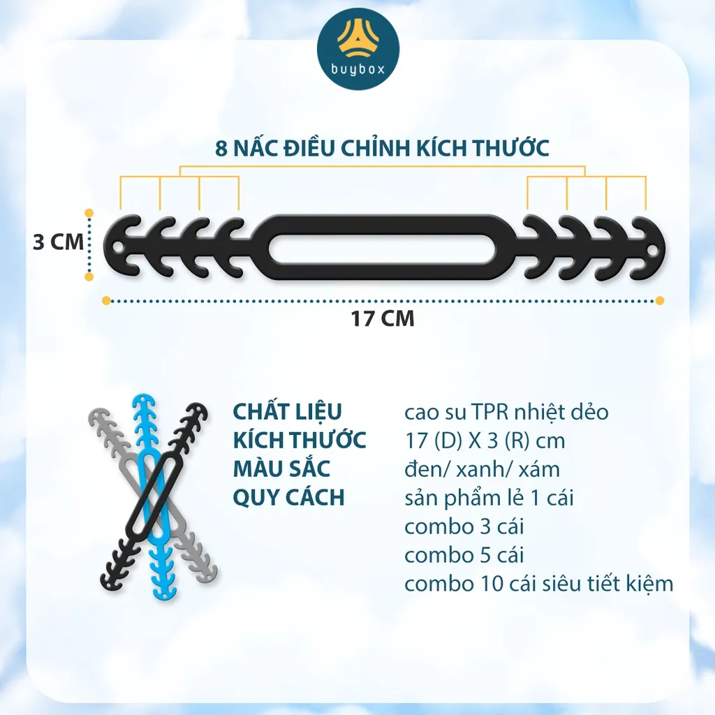 Ảnh Dây đeo khẩu trang nhựa TPR bảo vệ vành tai, chống rớt kính 8 nấc điều chỉnh - BuyBox - BBPK187 4