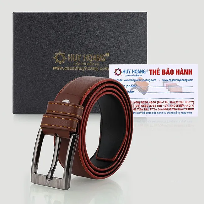 Ảnh Dây nịt nam Huy Hoàng 3,5P may viền màu bò, đen, nâu HP4004-05-06 1