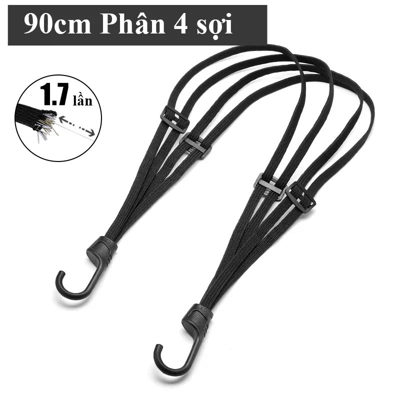 Ảnh Dây ràng hàng xe máy MYT Dây thun ràng mũ bảo hiểm tích hợp 4 sợi bản đàn hồi cao có thể điều chỉnh kèm hai móc treo 3