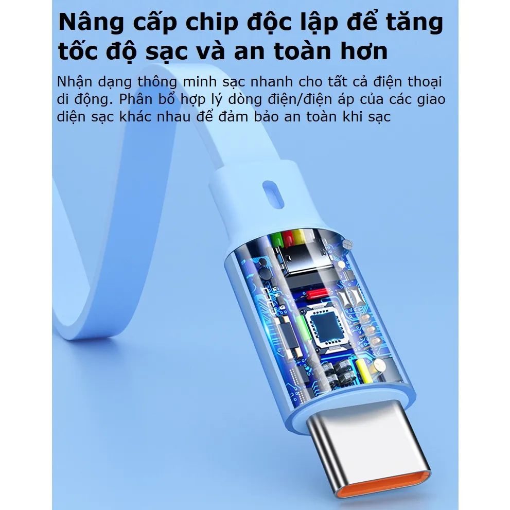 Ảnh Dây sạc 3 đầu Gutek C30 sạc nhanh 100W cho các dòng điện thoại cổng Type-C Androi iP Light dây rút gọn gàng 2