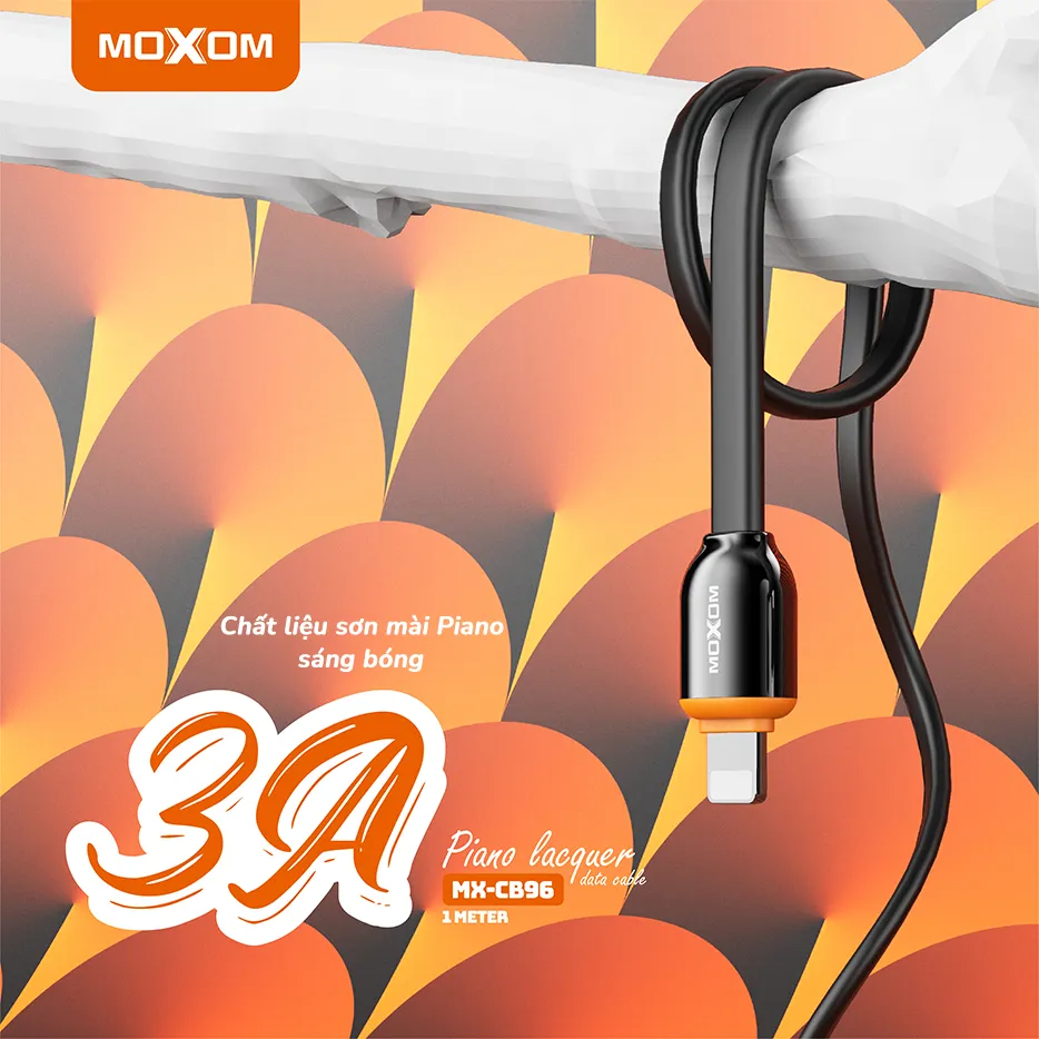 Ảnh Dây sạc 3A chuyên dụng dành cho 6 7 8 plus x xs max 11 12 13 pro max chất liệu sơn Piano siêu bền MOXOM CB96 2