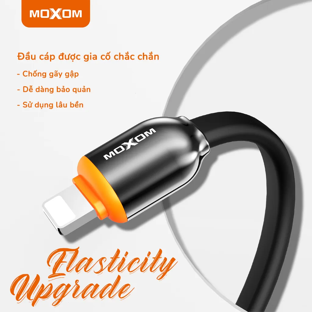 Ảnh Dây sạc 3A chuyên dụng dành cho 6 7 8 plus x xs max 11 12 13 pro max chất liệu sơn Piano siêu bền MOXOM CB96 3