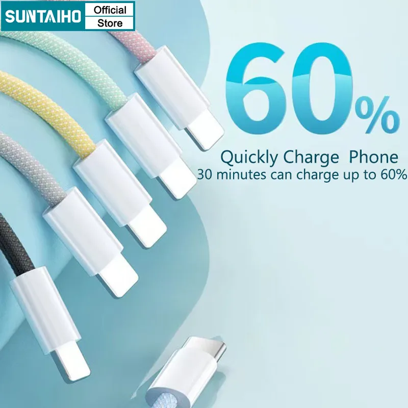 Ảnh Dây Sạc IP Nhanh PD 20W Type-C Cáp Sạc Hỗ Trợ Truyền Dữ Liệu Suntaiho Cho iPhone iPad 1