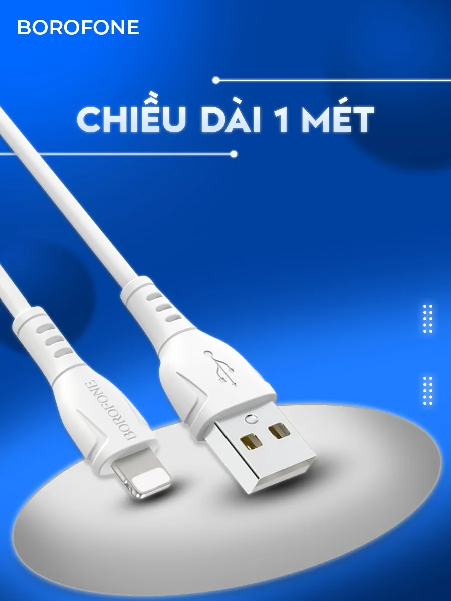 Ảnh Dây sạc iphone Borofone BX51, Dây cáp sạc chống đứt gãy 2.4A dài 1 mét cho iphone/android 2